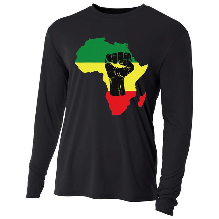 Black History Month Celebration African Map Fist Cooling Performance Long Sleeve Crew