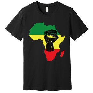 Black History Month Celebration African Map Fist Premium T-Shirt