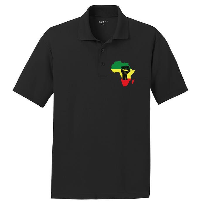 Black History Month Celebration African Map Fist PosiCharge RacerMesh Polo