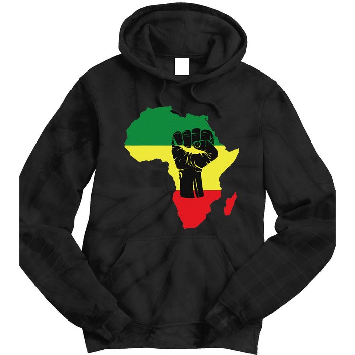 Black History Month Celebration African Map Fist Tie Dye Hoodie