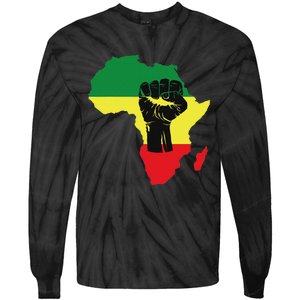 Black History Month Celebration African Map Fist Tie-Dye Long Sleeve Shirt