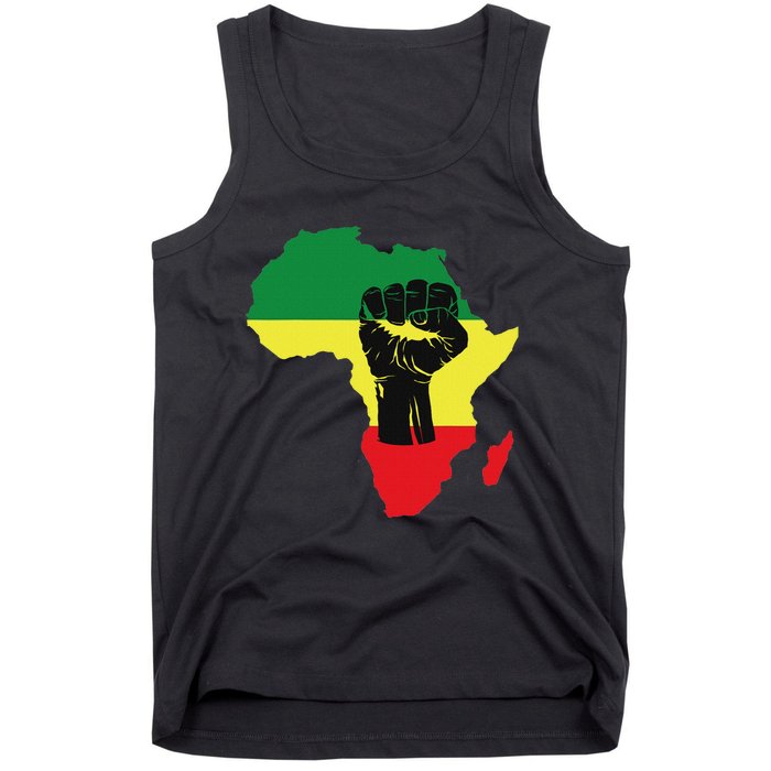 Black History Month Celebration African Map Fist Tank Top