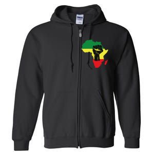 Black History Month Celebration African Map Fist Full Zip Hoodie