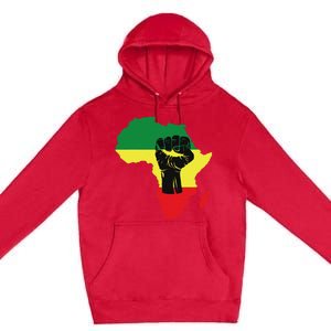 Black History Month Celebration African Map Fist Premium Pullover Hoodie