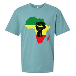 Black History Month Celebration African Map Fist Sueded Cloud Jersey T-Shirt