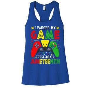 Black History Melanin Gamer Paused Game Juneteenth Gift Women's Racerback Tank