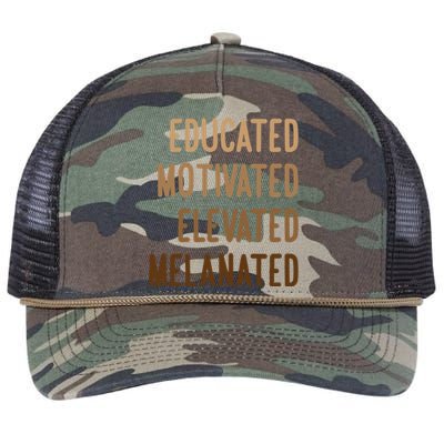 Black History Month Educated Motivated Elevated Melanated Gift Retro Rope Trucker Hat Cap