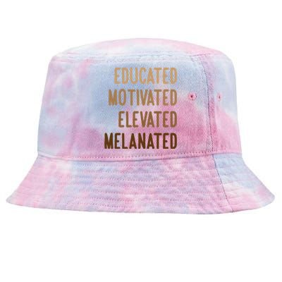 Black History Month Educated Motivated Elevated Melanated Gift Tie-Dyed Bucket Hat