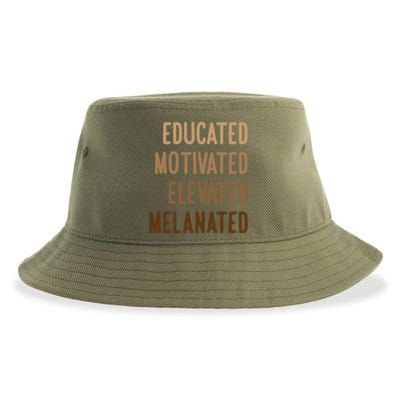 Black History Month Educated Motivated Elevated Melanated Gift Sustainable Bucket Hat