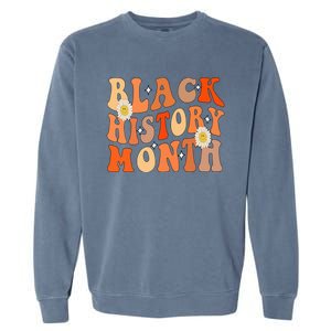 Black History Month Retro Groovy Africa American Melanin Garment-Dyed Sweatshirt