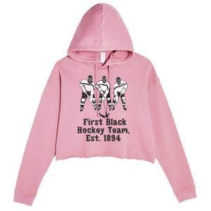 Black History Month First African American Hockey Team Gift Crop Fleece Hoodie