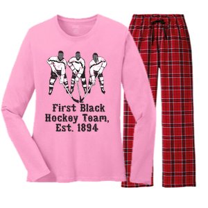 Black History Month First African American Hockey Team Gift Women's Long Sleeve Flannel Pajama Set 