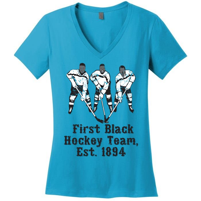 Black History Month First African American Hockey Team Gift Women's V-Neck T-Shirt