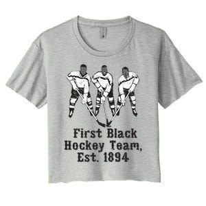 Black History Month First African American Hockey Team Gift Women's Crop Top Tee