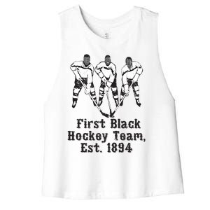 Black History Month First African American Hockey Team Gift Women's Racerback Cropped Tank