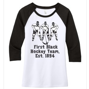 Black History Month First African American Hockey Team Gift Women's Tri-Blend 3/4-Sleeve Raglan Shirt