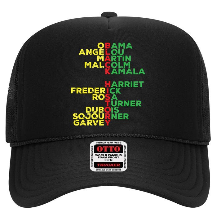 Black History Month Leaders Women High Crown Mesh Back Trucker Hat