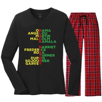 Black History Month Leaders Women Women's Long Sleeve Flannel Pajama Set 