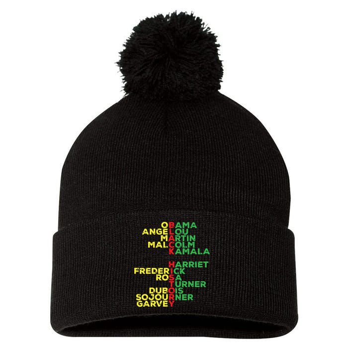 Black History Month Leaders Women Pom Pom 12in Knit Beanie