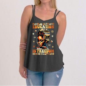 Black History Month Shirts Education Is Freedom Teacher Women's Strappy Tank