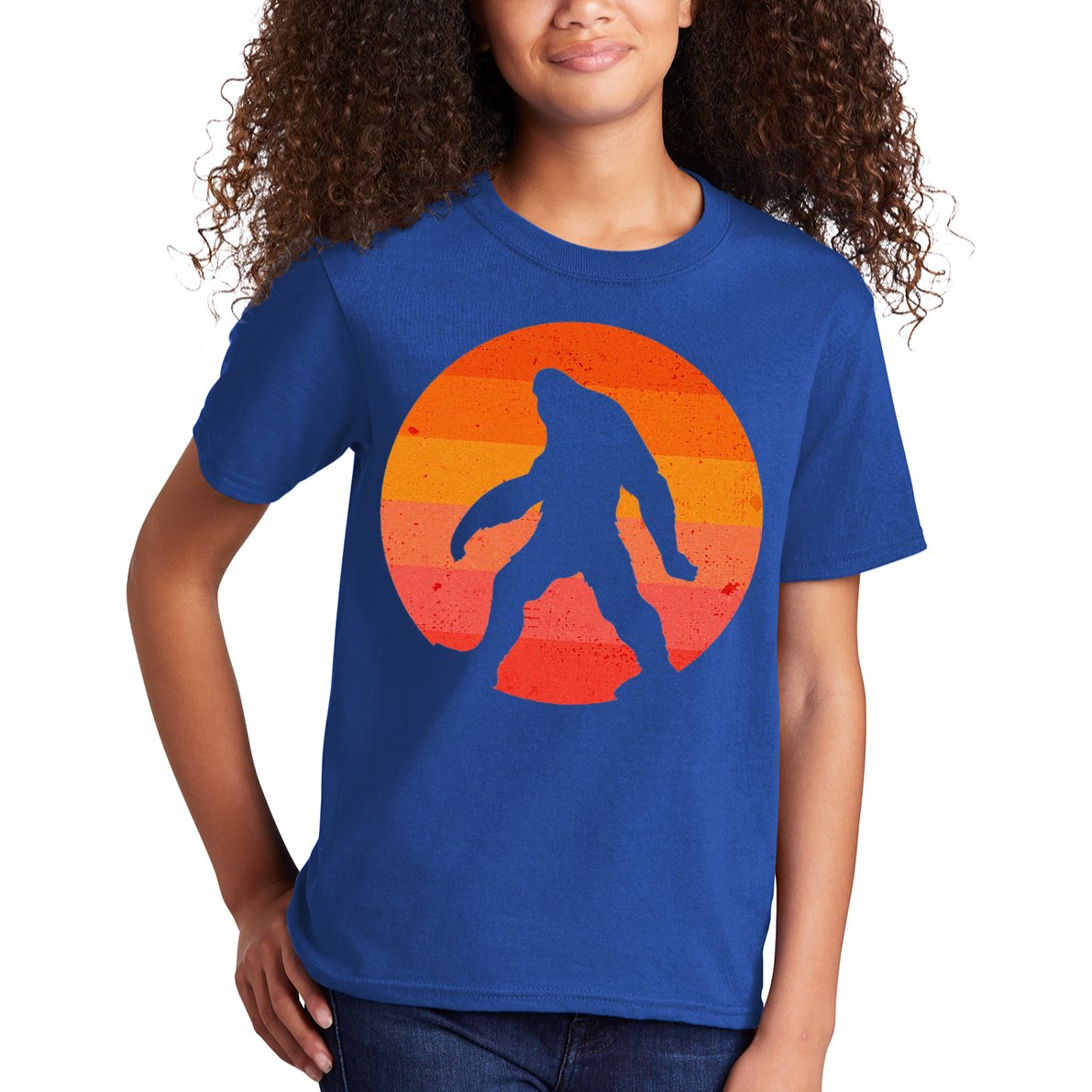 Bigfoot Halloween Moon Vintage Costume Sasquatch Yeti Gift Kids T-Shirt