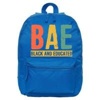 Black History Month Funny Gift Black Pride Bae Black And Educated Cool Gift 16 in Basic Backpack