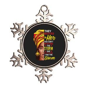 Black History Month African Woman Afro I Am The Storm Metallic Star Ornament