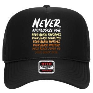 Black History Month Not Sorry For Being Black: & Womens High Crown Mesh Back Trucker Hat