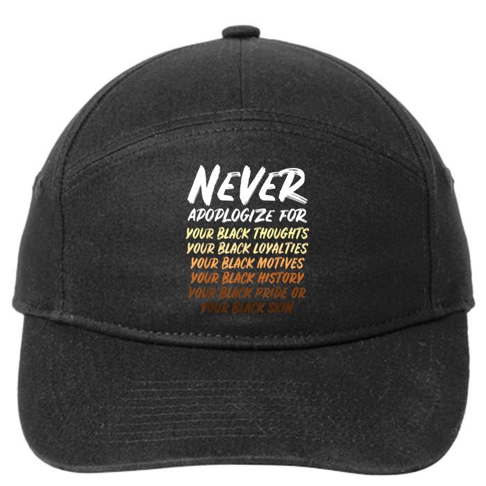 Black History Month Not Sorry For Being Black: & Womens 7-Panel Snapback Hat