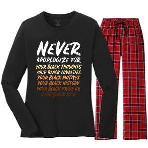 Black History Month Not Sorry For Being Black: & Womens Women's Long Sleeve Flannel Pajama Set 