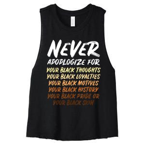 Black History Month Not Sorry For Being Black: & Womens Women's Racerback Cropped Tank