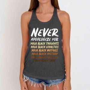 Black History Month Not Sorry For Being Black: & Womens Women's Knotted Racerback Tank