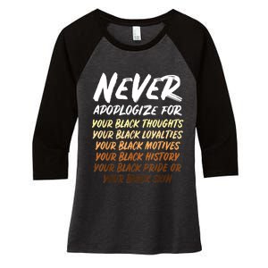 Black History Month Not Sorry For Being Black: & Womens Women's Tri-Blend 3/4-Sleeve Raglan Shirt