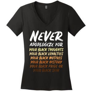 Black History Month Not Sorry For Being Black: & Womens Women's V-Neck T-Shirt