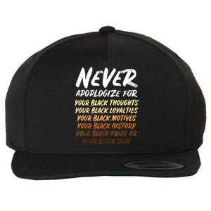 Black History Month Not Sorry For Being Black: & Womens Wool Snapback Cap