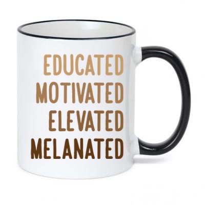 Black History Month Educated Motivated Elevated Melanated Gift 11oz Black Color Changing Mug