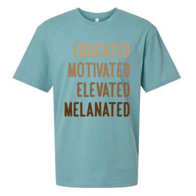 Black History Month Educated Motivated Elevated Melanated Gift Sueded Cloud Jersey T-Shirt