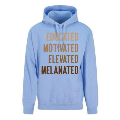 Black History Month Educated Motivated Elevated Melanated Gift Unisex Surf Hoodie