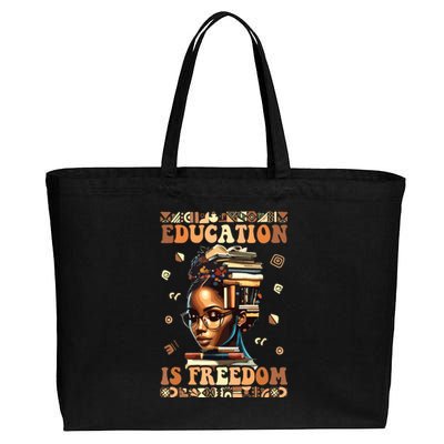 Black History Month Education Is Freedom Teacher Women Cotton Canvas Jumbo Tote