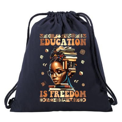 Black History Month Education Is Freedom Teacher Women Drawstring Bag