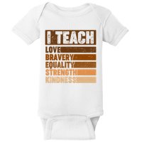 Black History Month I Teach Love Bravery Equality Strength Kindness Baby Bodysuit