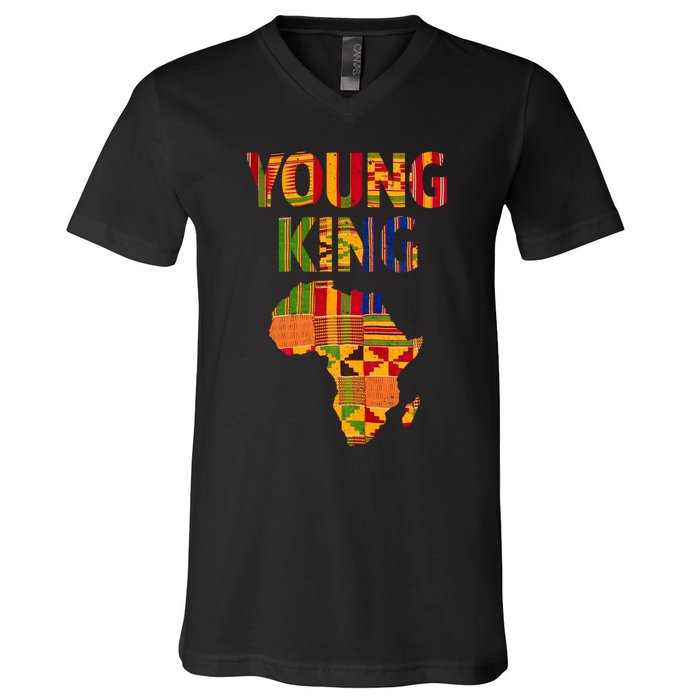 Black History Month Shirts Cool African Kente Art African American Print V-Neck T-Shirt