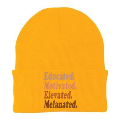 Black History Month Educated Motivated Elevated Melanated Knit Cap Winter Beanie