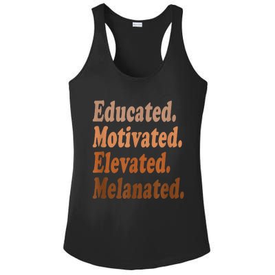 Black History Month Educated Motivated Elevated Melanated Ladies PosiCharge Competitor Racerback Tank