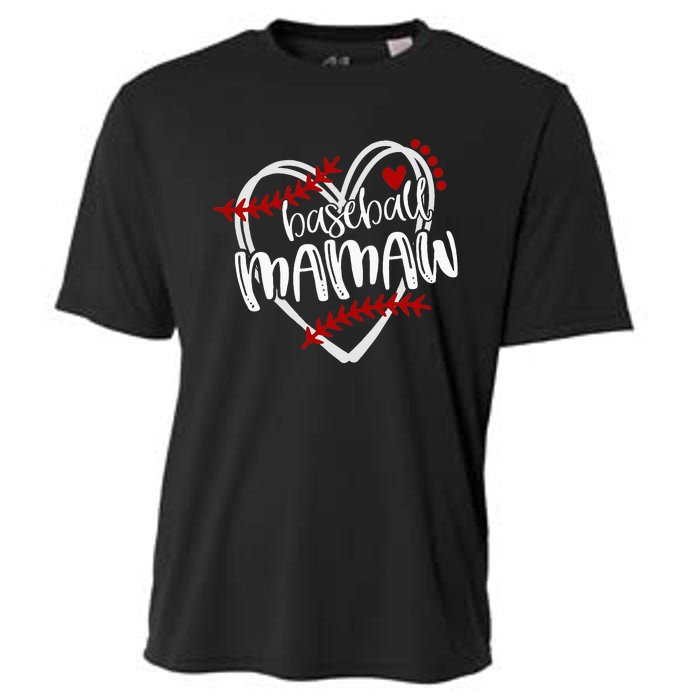 Baseball Heart Mamaw Grandma Trendy Cooling Performance Crew T-Shirt