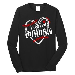 Baseball Heart Mamaw Grandma Trendy Long Sleeve Shirt