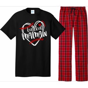 Baseball Heart Mamaw Grandma Trendy Pajama Set