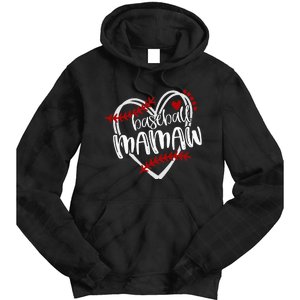 Baseball Heart Mamaw Grandma Trendy Tie Dye Hoodie