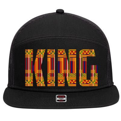 Black History Month Shirts Funny African King Gift Cool Kente Cloth Lover 7 Panel Mesh Trucker Snapback Hat