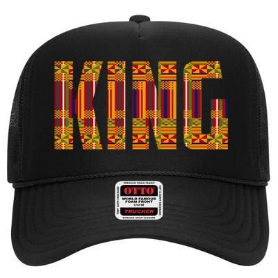 Black History Month Shirts Funny African King Gift Cool Kente Cloth Lover High Crown Mesh Back Trucker Hat